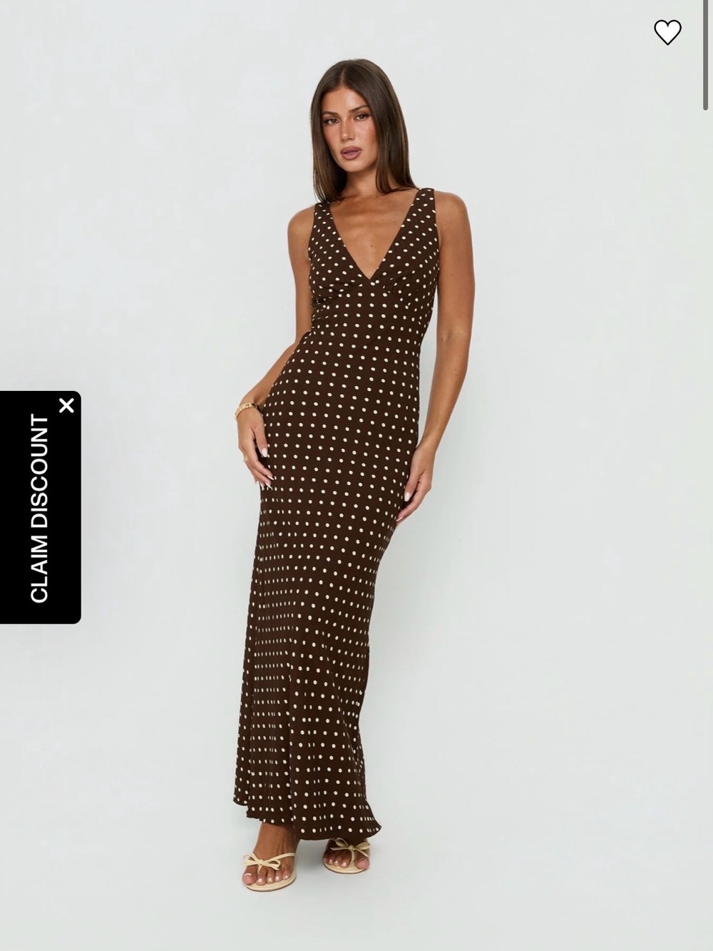 Princess Polly Brown Polka Dot V-Neck Maxi Dress